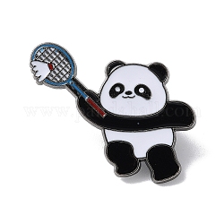 Épingles en émail panda sur le thème du sport, broche en alliage de bronze pour vêtements de sac à dos, badminton, 31x30mm