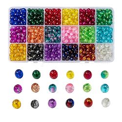 18 Colors Transparent Crackle Glass Beads, Oval, Mixed Color, 8x5.5~6mm, Hole: 1mm, 18 colors, 45pcs/color, 810pcs/box