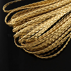 Imitation cuir tressé des cordes métalliques, accessoires de bracelet à chevrons, or, 5x2mm, environ 109.36 yards (100m)/paquet