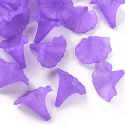Transparent Acrylic Beads, Calla Lily, Frosted, Purple, 40.5x33x35mm, Hole: 1.8mm, about 135pcs/500g
