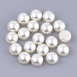 Perles d'imitation perles en plastique ABS, la moitié foré, dôme / demi-rond, beige, 14x9.5mm, demi-trou: 1.2 mm, environ 1000 pcs / sachet 