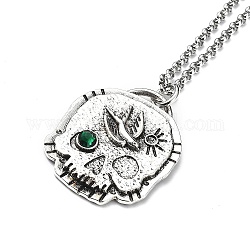 Skull Rhinestone Pendant Necklaces with Rolo Chains, Alloy Jewelry for Men Women, Bird, 27.17 inch(69cm)
