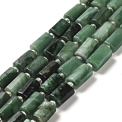 Fili di perle di quarzo smeraldo naturale, con perline semi, sfaccettato, colonna, 8.5~11x5.5~6.5mm, Foro: 1 mm, circa 14~15pcs/filo, 7.48'' (19 cm)