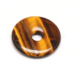 Пончик / пи диск из натурального камня подвески, тигровый глаз, ширина пончика: 12 мм, 30x5 мм, отверстие : 6 мм