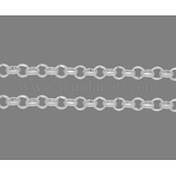 Eisenketten rolo, Runde, Belcher-Kette, mit Spule, ungeschweißte, Bleifrei & Nickel frei, Silber, 3x1 mm