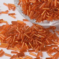 Silberfarbene Glasperlen-Perlen, Rundloch, orange rot, 6~7x1.5~2 mm, Bohrung: 0.5 mm, ca. 12500 Stk. / Beutel