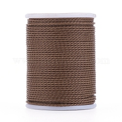 Round Waxed Polyester Cord, Taiwan Waxed Cord, Twisted Cord, Coffee, 1mm, about 12.02 yards(11m)/roll