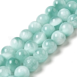 Brins de perles de verre naturel, Grade a, ronde, non teint, bleu aqua, 8mm, Trou: 1mm, Environ 51 pcs/chapelet, 15.5~15.7'' (39.37~39.88 cm)