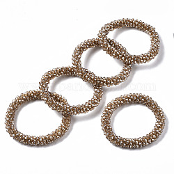 Braccialetti elasticizzati con perle di vetro trasparente sfaccettato, lustro di perla placcato, rondelle, Perù, diametro interno: 2 pollice (5 cm)