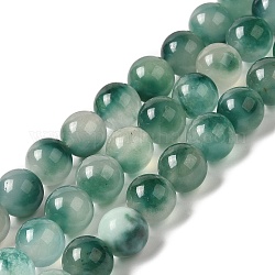 Natur gefärbt Jade Perlen Stränge, Runde, blaugrün, 10~10.5 mm in Durchmesser, Bohrung: 1 mm, ca. 37 Stk. / Strang, 14.76''~14.80'' (37.5~37.6 cm)