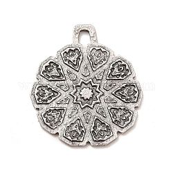 Pendente in lega stile tibetano, ciondolo stella a venti punte, argento antico, 39.5x34x1.5mm, Foro: 5x3 mm