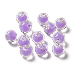 Transparente Acryl Perlen, Perle in Perlen, Runde, Flieder, 7.5x7 mm, Bohrung: 2 mm, etwa: 2083 Stk. / 500 g