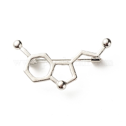 中空化学分子構造ブローチ  看護師教師学生のための化学式鉄合金襟章  プラチナ  21x40x10mm
