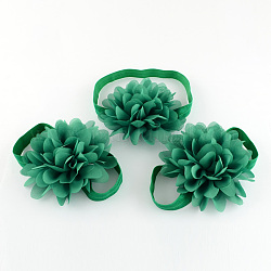 Newborn Baby Gift Sets, Baby Flower Headbands & Baby Barefoot Sandals, Sea Green, 112mm, 50mm