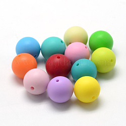 Food Grade Eco-Friendly Silicone Beads, Round, Mixed Color, 14~15mm, Hole: 2mm