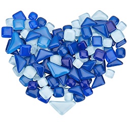 Gorgecraft transparente Glascabochons, Mosaikfliesen, für Heimdekoration oder Basteln, quadratisches Dreieck, Blau, Dreieck: 11.5x20x4mm Quadrat: 10x10x5mm, 13.5x13.5x5 mm, 120 Stück / Beutel