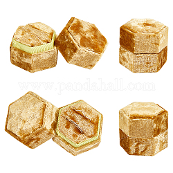 Nbeadsベルベットリングボックス  六角  ゴールド  1-3/4x1-7/8x1-3/4インチ（4.3x4.9x4.3cm）