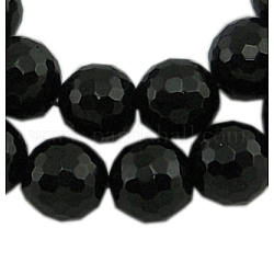 Fili di perline gemstone, onice nero, naturale sfaccettato (128 sfaccettatura) rotondo, tinti e riscaldato, 14mm, Foro: 1 mm, 15 pollice