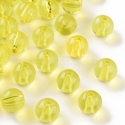 Perles en acrylique transparente, ronde, jaune, 10x9mm, Trou: 2mm, environ 940 pcs/500 g