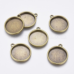 Alloy Pendant Cabochons Settings, Cadmium Free & Lead Free, Plain Edge Bezel Cups, For DIY Jewelry, Flat Round, Antique Bronze, Tray: 20mm, 20x3mm, Hole: 2.3mm