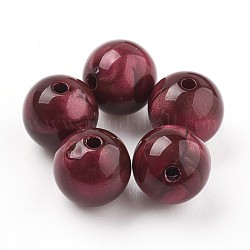 Acrylic Beads, Imitation Tiger Eye Beads, Round, Dark Red, 13~13.5mm, Hole: 2mm, about 340pcs/500g