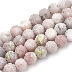Fili di perle di diaspro / kiwi in marmo naturale e sesamo, smerigliato, tondo, 10mm, Foro: 1.2 mm, circa 37~40pcs/filo, 14.9~15.1 pollice (38~38.5 cm)