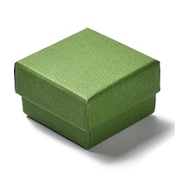 Gioielli scatole di cartone set, con spugna interna, quadrato, verde lime, 5.1x5x3.1cm