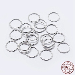 925 anillos redondos de plata de primera ley con baño de rodio, anillos de salto soldados, anillos de salto cerradas, Platino, 19 calibre, 7x0.9mm, diámetro interior: 5 mm