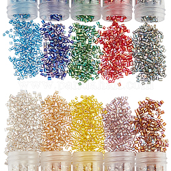 NBEADS About 16400 Pcs 11/0 Glass Seed Beads, 2mm Round Hole Glass Seed Beads Spacer Rainbow Plated Loose Beads Tiny Beads for Bracelet Necklace Earring Jewelry Making, 10 Silver-Lined Colors