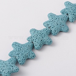 Brins de perles de pierre de lave synthétique étoiles, teinte, bleu clair, 25x26x7mm, Trou: 1mm, Environ 18 pcs/chapelet, 16.5 pouce