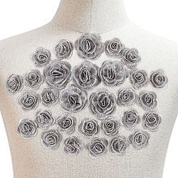Nbeads 3d цветок розы полиэстер компьютеризированный вышитый орнамент аксессуары, для костюма, шляпа, пакет, серые, 42x10 mm и 28x11 mm, 30 шт / коробка