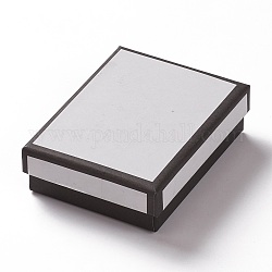 Cajas de joyería de cartón, con la esponja en el interior, para embalaje de regalo de joyería, Rectángulo, blanco, 9x7x2.7 cm
