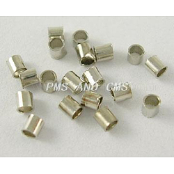 Brass Crimp Beads, Cadmium Free & Nickel Free & Lead Free, Tube, Platinum, 2.5x2.5mm, Hole: 2mm