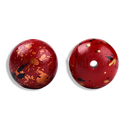 Spruzzare perle di resina dipinte, tondo, rosso, 20x19mm, Foro: 2~2.4 mm