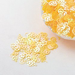 Accessori ornamentali paillette / paillettes in plastica, volto sorridente, giallo, 8x6x0.1mm, Foro: 0.8 mm