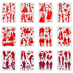 Set di modelli di stencil per pittura con disegno in plastica, Modello amante, 21x29.7cm, 12 pc / set