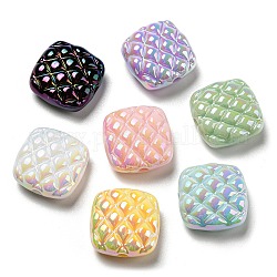 Uv perles acryliques de placage, iridescent, carrée, couleur mixte, 20.5x20.5x9mm, Trou: 3mm
