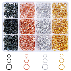 PandaHall Elite 1200Pcs 12 Style Aluminum Wire Open Jump Rings, Mixed Color, 6x0.8mm, 5mm
