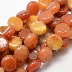 Flat Round Natural Yellow Jade Beads Strands, 12x6mm, Hole: 1mm, about 12pcs/strand, 15.7 inch