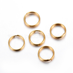 304 из нержавеющей стали разрезные кольца, кольца с двойной петлей, золотые, 12x2 мм, внутренний диаметр: 10 мм, одножильный: 1 мм