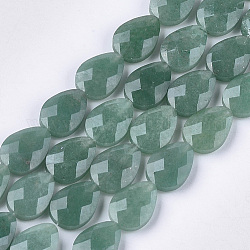 Natürlichen grünen Aventurin Perlen Stränge, facettiert, Träne, 18x13~13.5x5.5~6 mm, Bohrung: 1.2 mm, ca. 11 Stk. / Strang, 7.8 Zoll