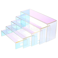 5 Uds. Elevadores de exhibición de acrílico transparente de 5 tamaños, multiusos para joyería, productos cosméticos, pantalla de gafas, color de ab, Claro, 18~26x8x4.3~12.3 cm, 1pc / tamaño