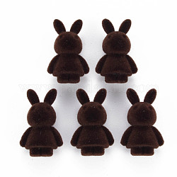 Флокированные акриловые кнопки с хвостовиком, кролик, кокосового коричневый, 32x20.5x12.5 мм, отверстие : 3 мм
