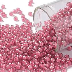 Toho perles de rocaille rondes, Perles de rocaille japonais, (959) couleur intérieure améthyste claire / doublée rose, 8/0, 3mm, Trou: 1mm, environ 10000 pcs / livre