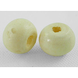 Natural Wood Beads, Lead Free, Round, Dyed, Beige, 7~8x6~7mm, Hole: 3mm, about 9000pcs/1000g