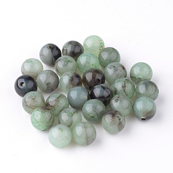 Perles acryliques craquelées, Couleur de deux tons, ronde, vert clair, 8mm, Trou: 1.5~2mm, environ 1840 pcs/500 g