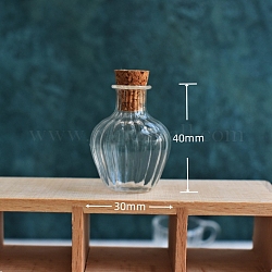 Botella de vidrio, con tapón de corcho, deseando botella, Claro, 3x4 cm