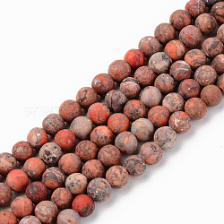 Natural American Turquoise Beads Strands, Frosted, Dyed & Heated, Round, Coral, 4mm, Hole: 0.8mm, about 83~86pcs/strand, 14.96 inch(38cm)