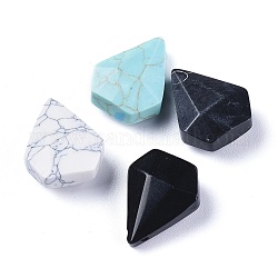 Colgantes de piedras preciosas naturales y sintéticas mezcladas, facetados, diamante, 21x17x8.5mm, agujero: 1.2 mm