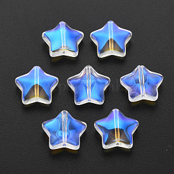 Galvanoplastie perles de verre transparentes, couleur ab à moitié plaqué, étoiles du nord, clair ab, 12.5x13x5mm, Trou: 1mm